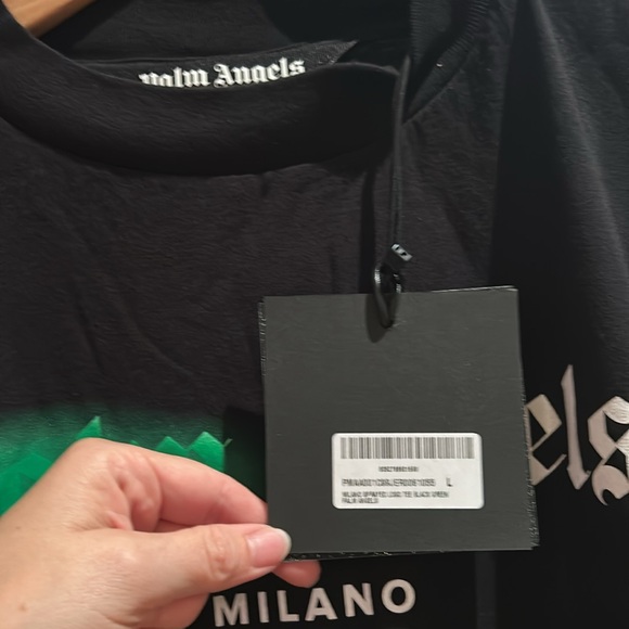 SSENSE NEW AUTHENTIC PALM ANGELS black spray paint logo t shirt large - Picture 8 of 16